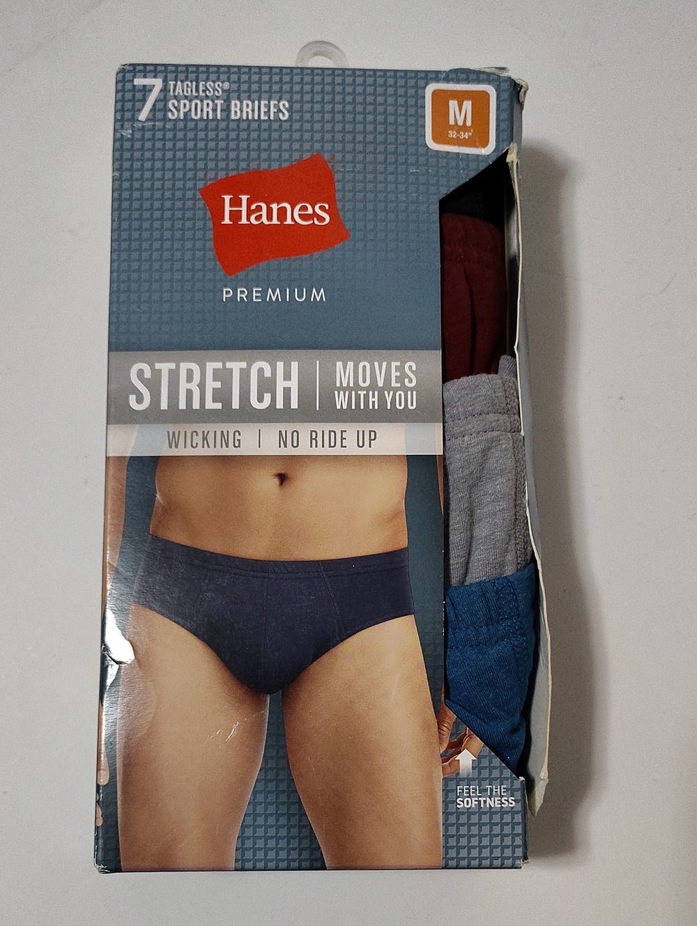 Hanes Premium Men's Tagless Sport Briefs - 7 Pack - Size M 32-34